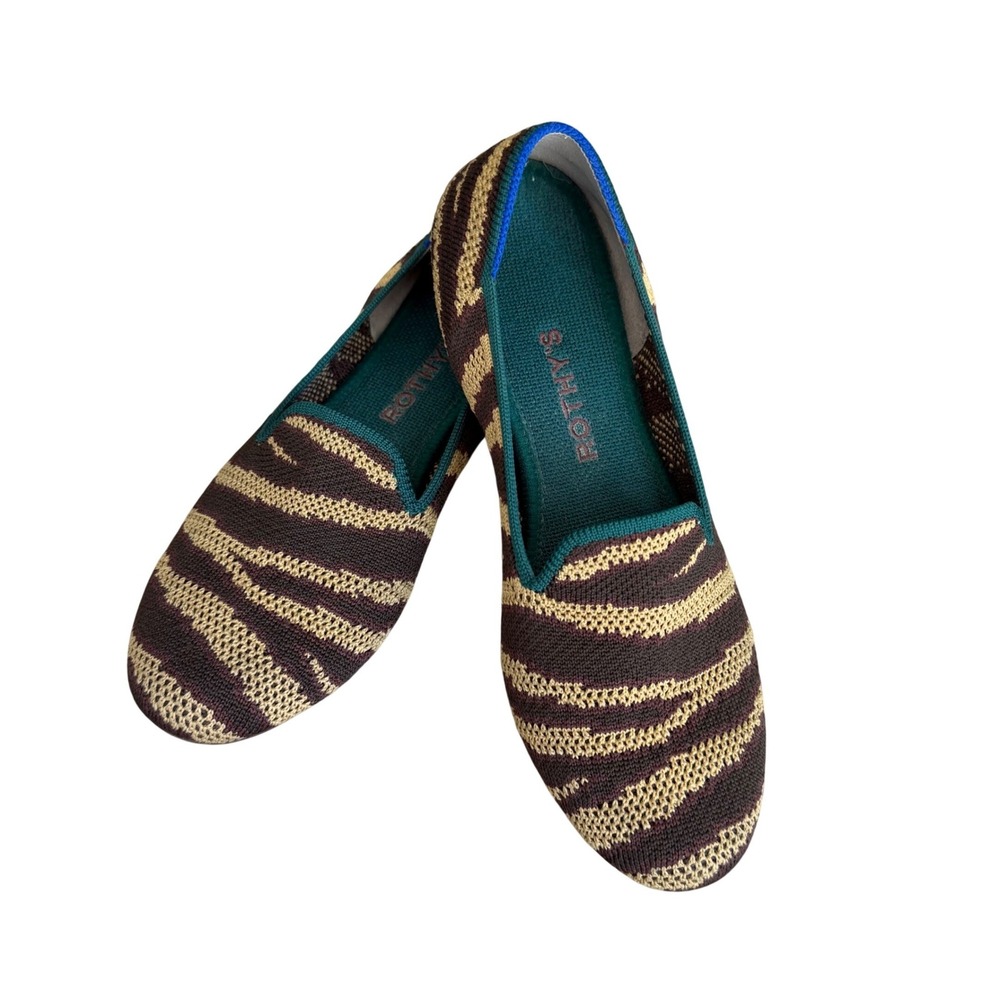 Rothy's Brown and Cream Zebra-Print Knit Flats